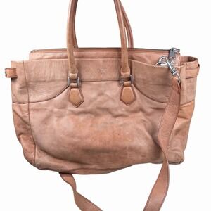 LIEBESKIND Women's Brown Large Leather Shoulder Handbag Bag‎ w Detachable Strap
